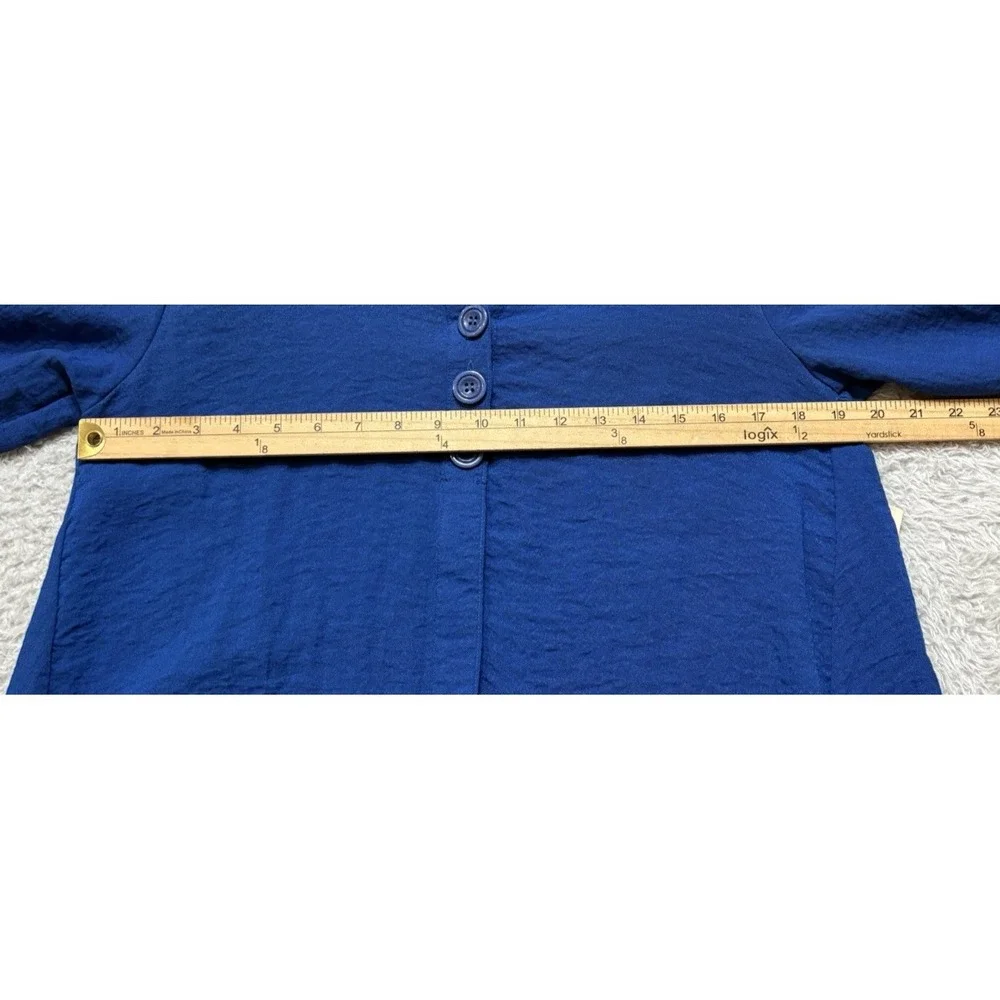NEW Habitat Womens S Blue Rayon Blend Tunic Button Up Oversized Lagenlook Artsy